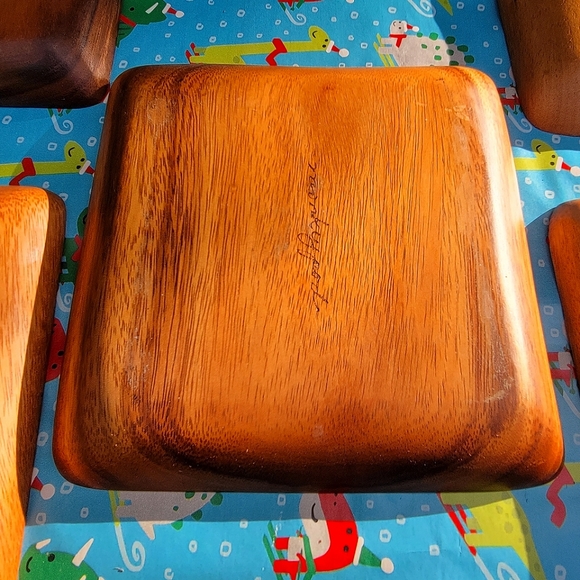 Vintage Monkeypod Wooden Square Plates - Picture 5 of 8